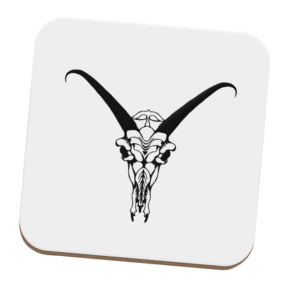 Deer skull illustration set of four coasters