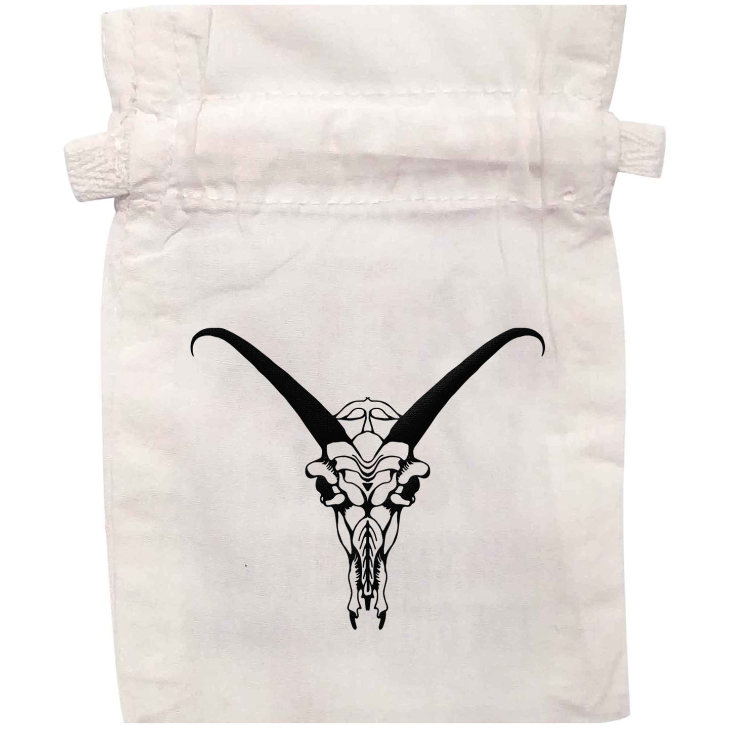 Deer skull illustration | XS - L | Pouch / Drawstring bag / Sack | Organic Cotton | Bulk discounts available!
