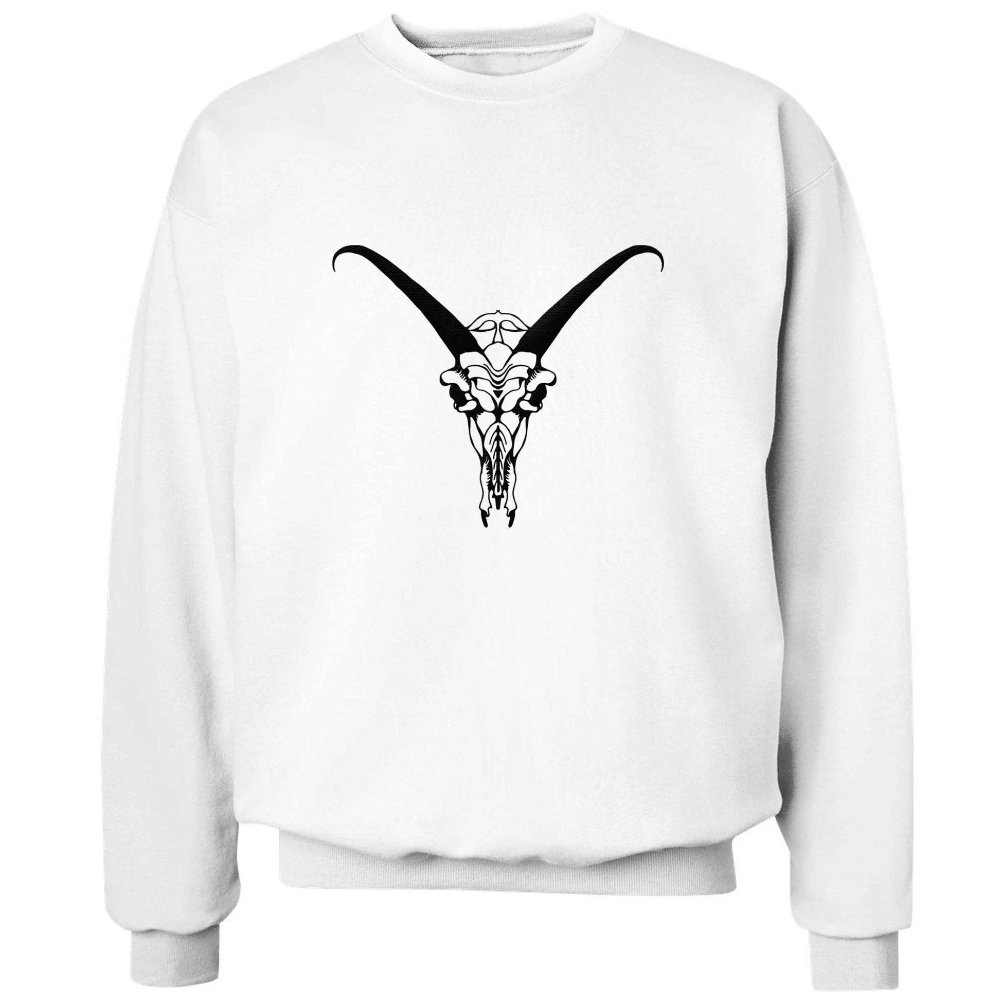Deer skull illustration adult's unisex white sweater 2XL