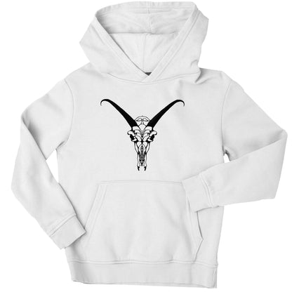 Deer skull illustration children's white hoodie 12-13 Years