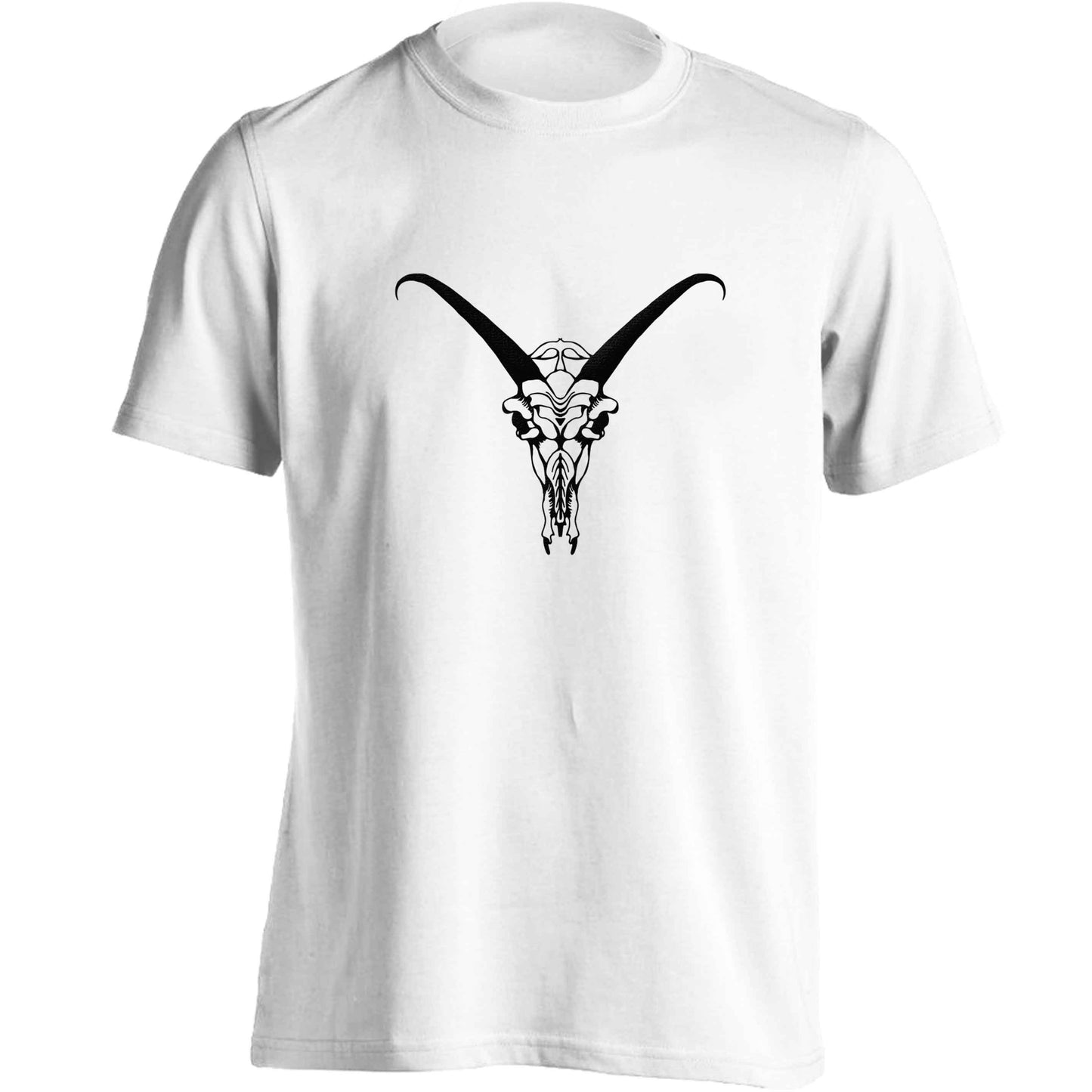 Deer skull illustration adults unisex white Tshirt 2XL