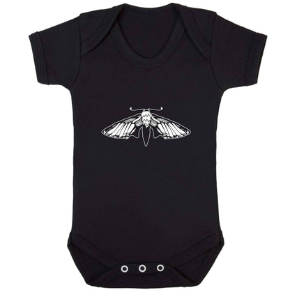 Moth illustration baby bodysuit black 18-24 months