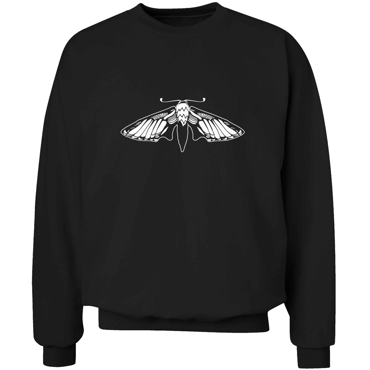 Moth illustration adult's unisex black sweater 2XL