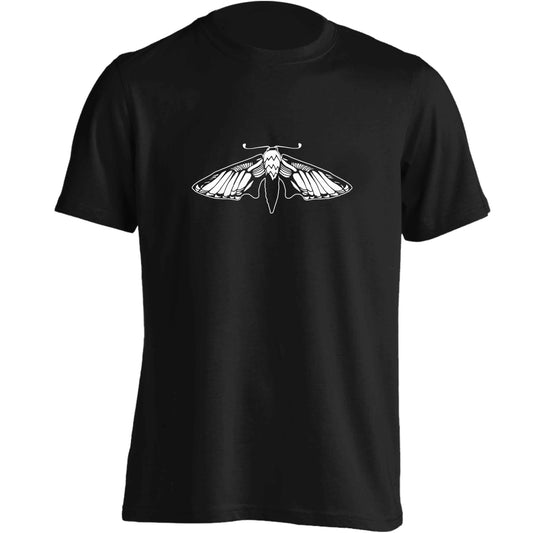 Moth illustration adults unisex black Tshirt 2XL