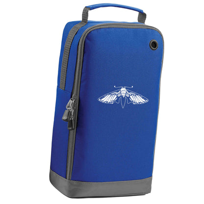 Moth illustration blue sports shoe bag vertical print