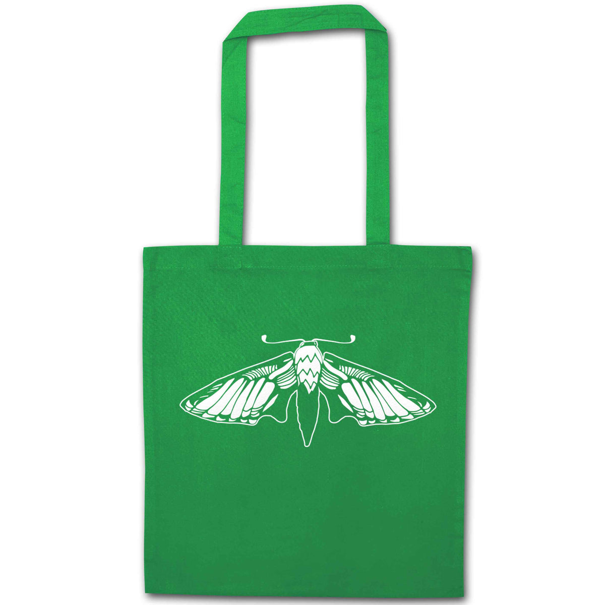 Moth illustration green tote bag