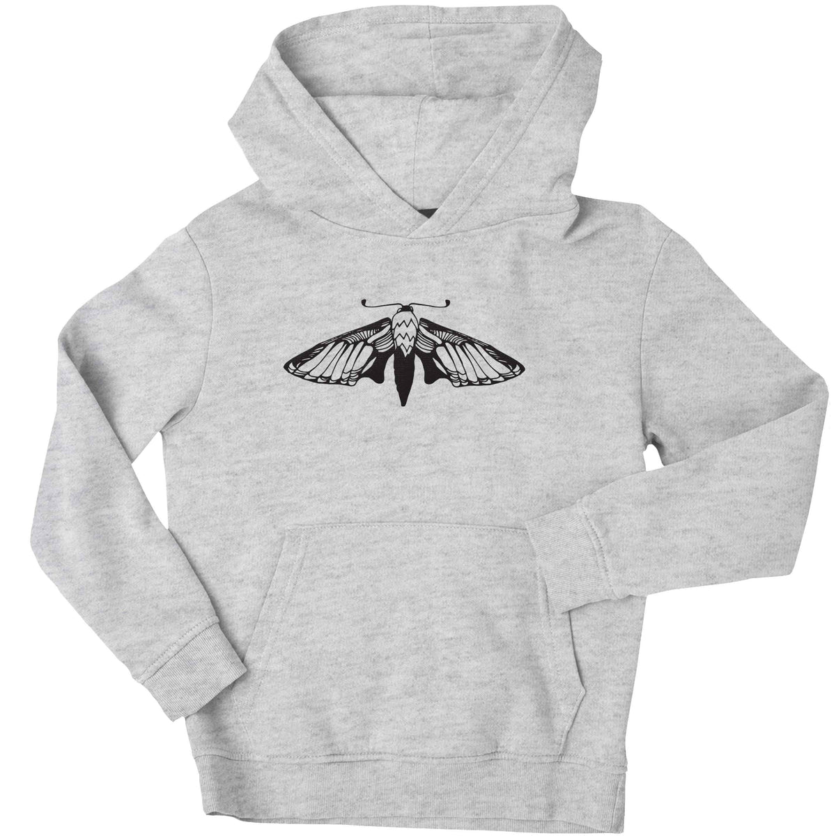 Moth illustration children's grey hoodie 12-13 Years