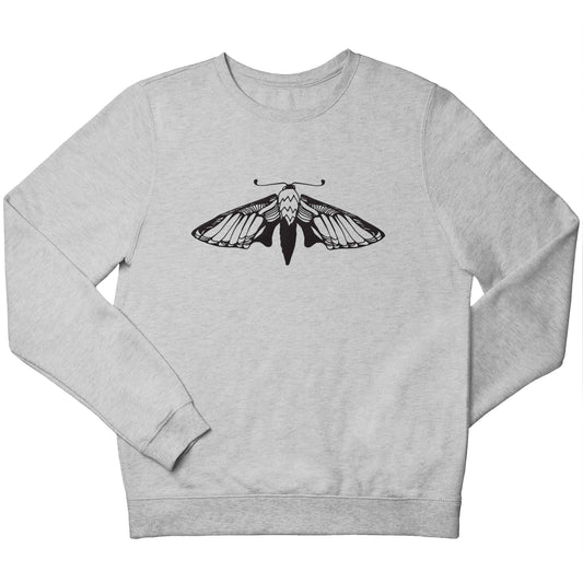 Moth illustration children's grey sweater 12-13 Years