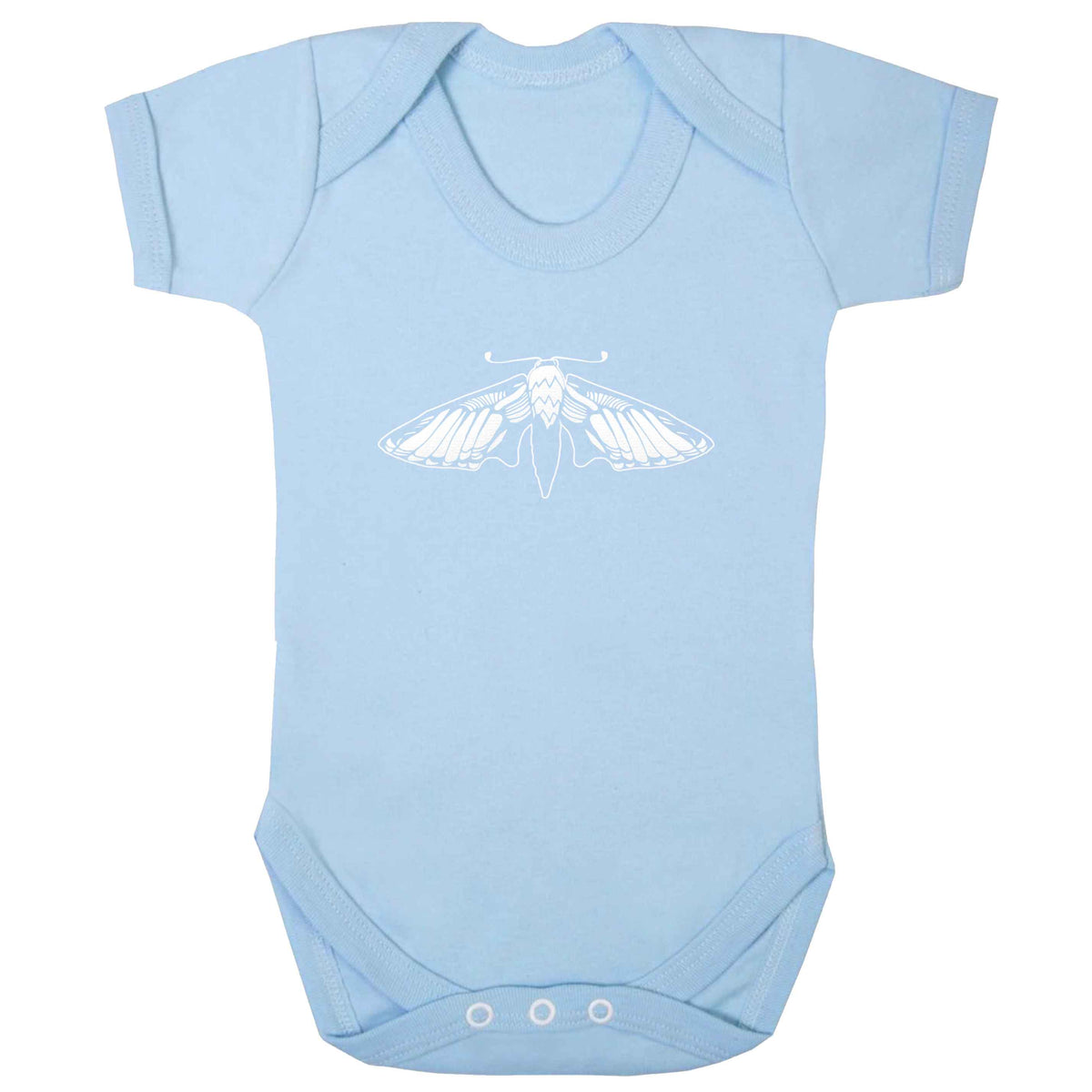 Moth illustration baby bodysuit pale blue 18-24 months
