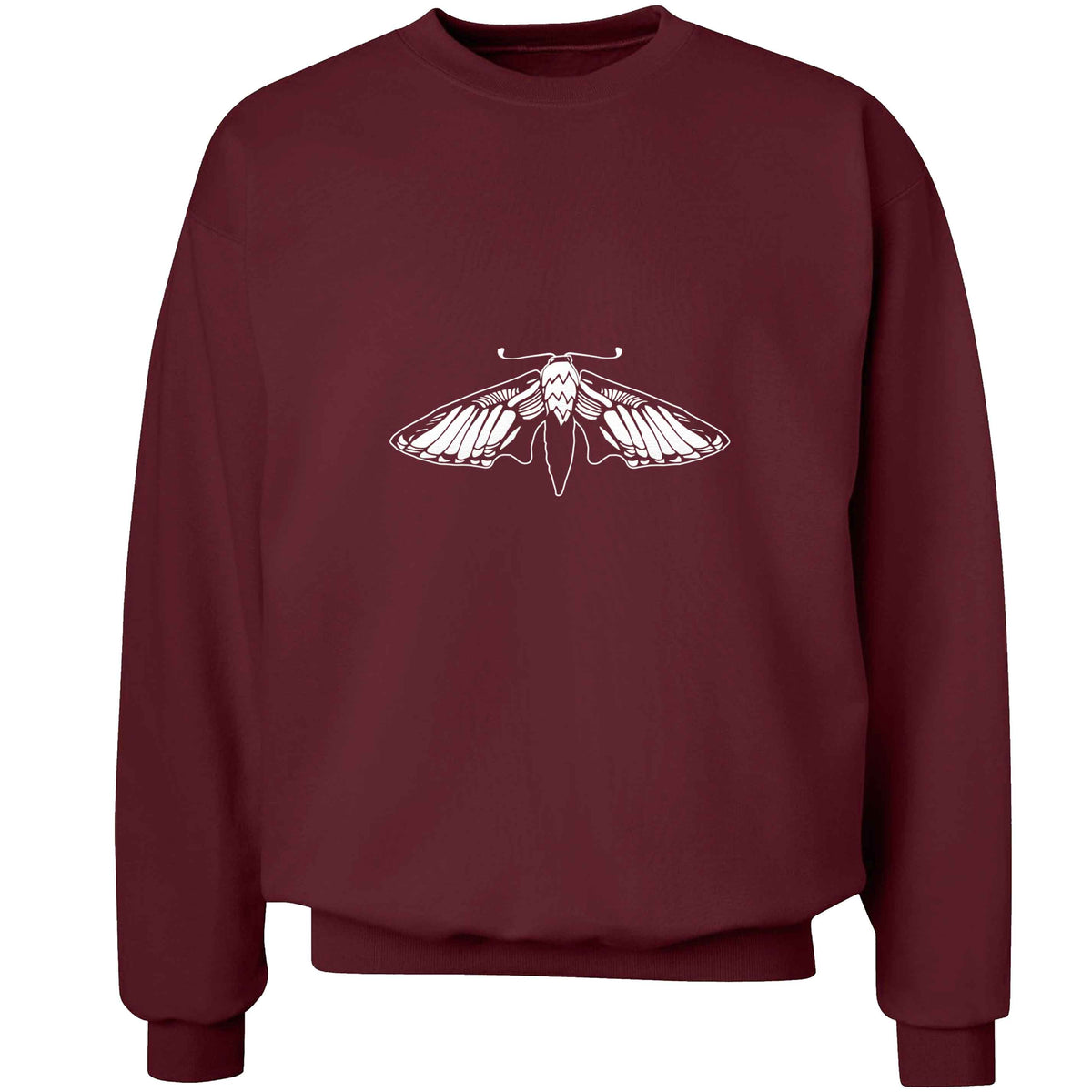Moth illustration adult's unisex maroon sweater 2XL