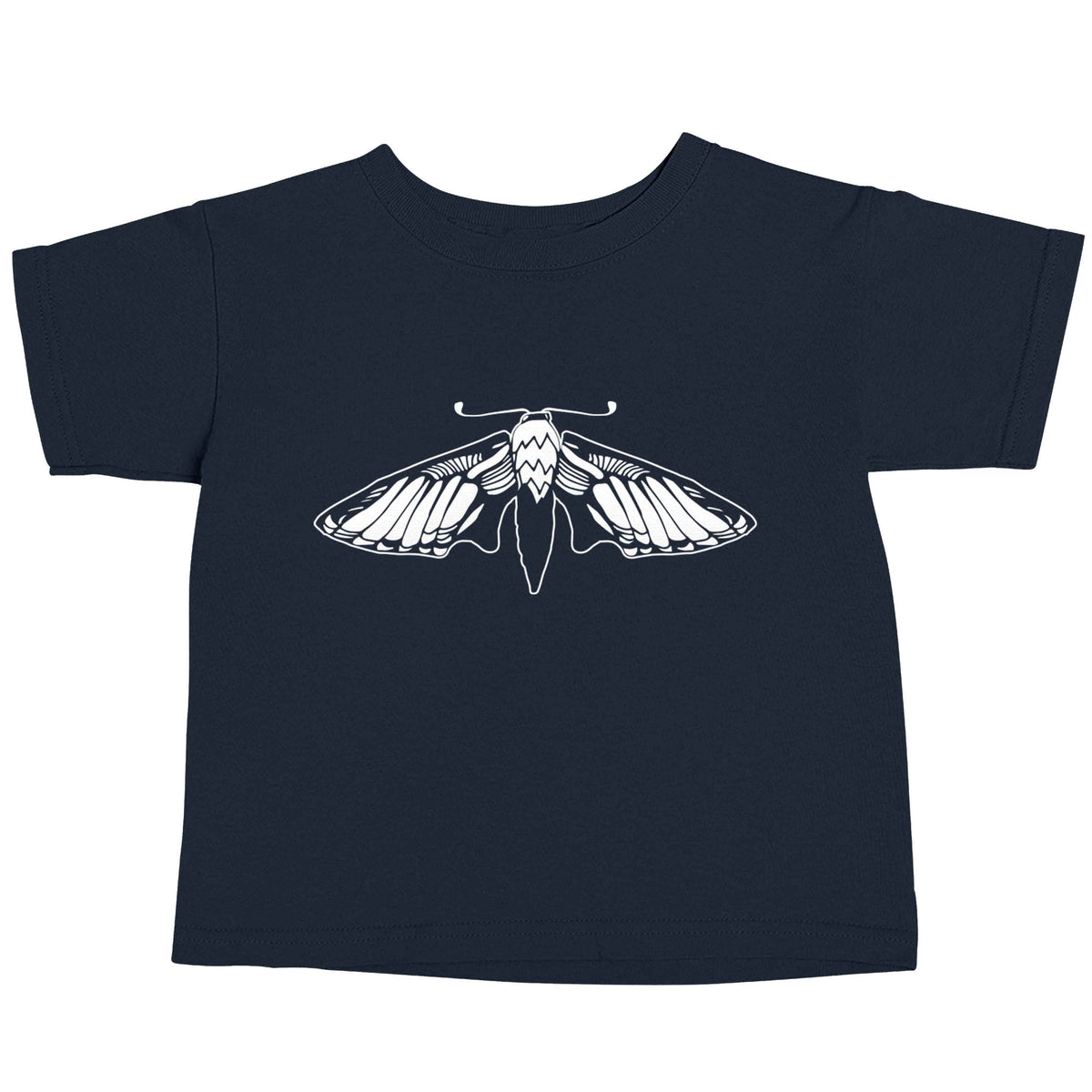 Moth illustration navy baby toddler Tshirt 2 Years