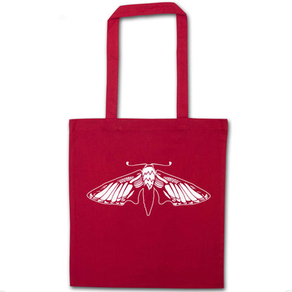 Moth illustration red tote bag