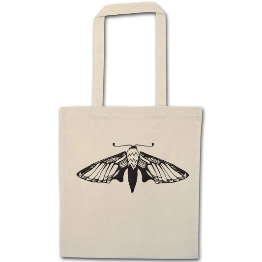 Moth illustration natural tote bag