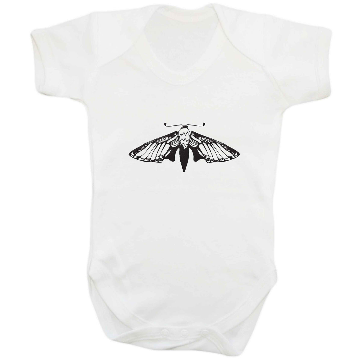 Moth illustration baby bodysuit white 18-24 months