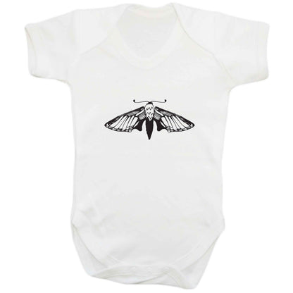 Moth illustration baby bodysuit white 18-24 months