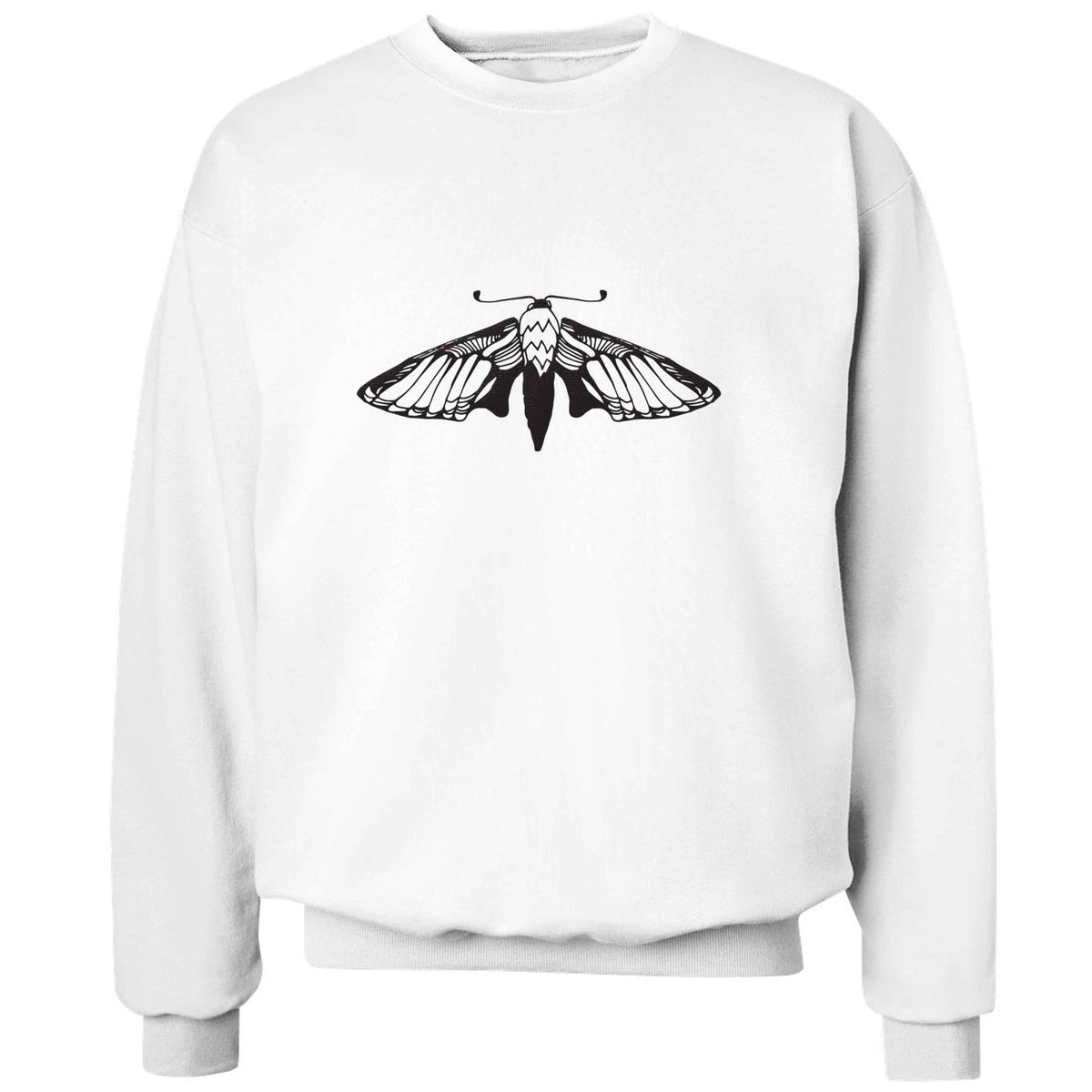 Moth illustration adult's unisex white sweater 2XL