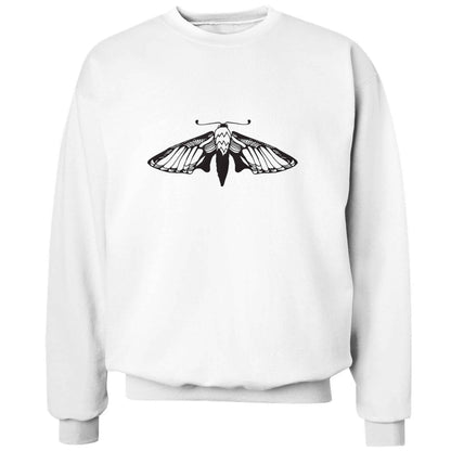 Moth illustration adult's unisex white sweater 2XL