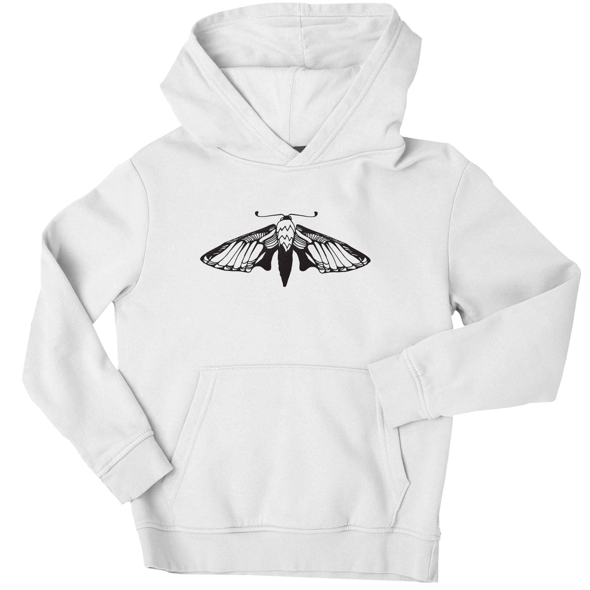 Moth illustration children's white hoodie 12-13 Years