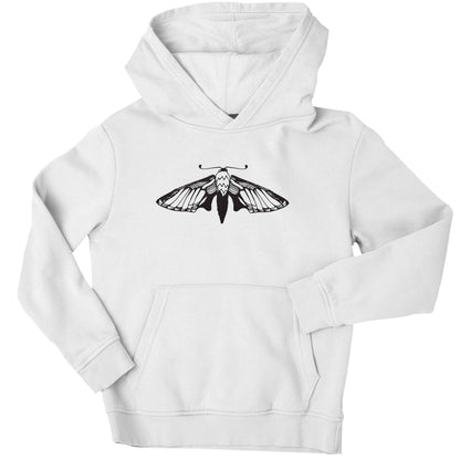 Moth illustration children's white hoodie 12-13 Years