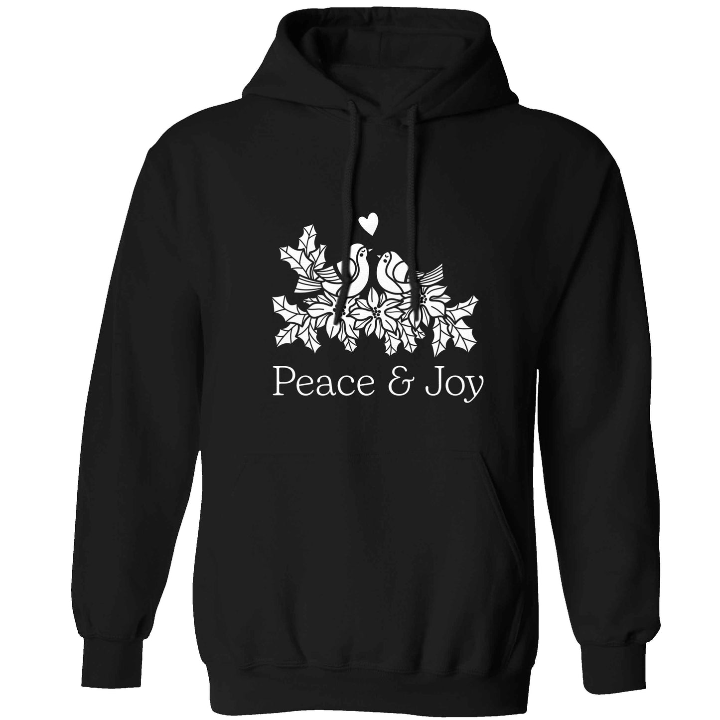 Peace & Joy adults unisex black hoodie 2XL