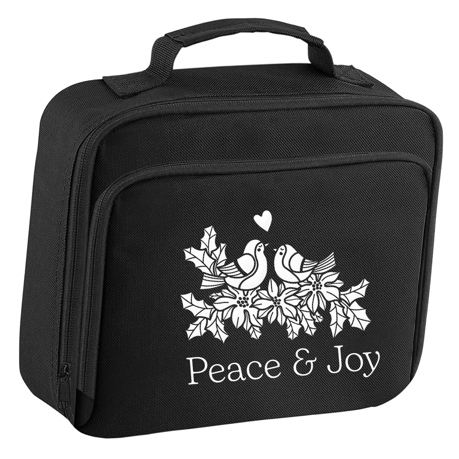 Peace & Joy insulated black lunch bag cooler