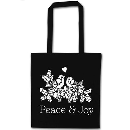 Peace & Joy black tote bag