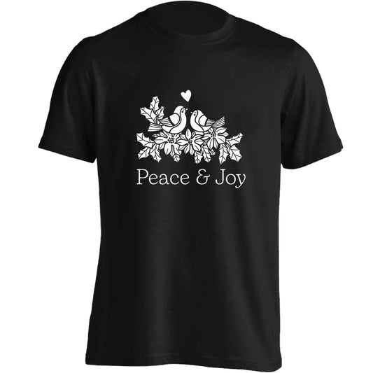 Peace & Joy adults unisex black Tshirt 2XL