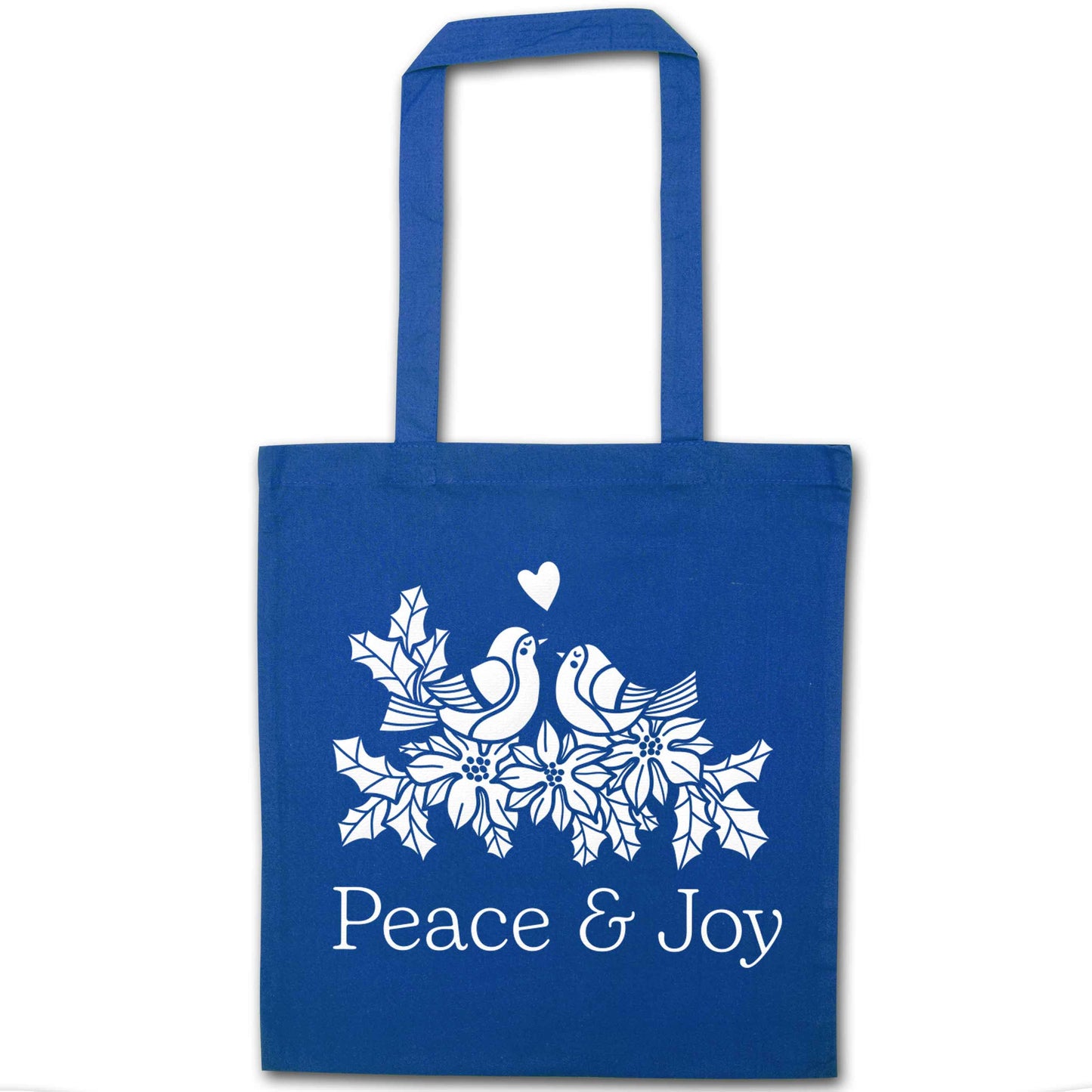 Peace & Joy blue tote bag