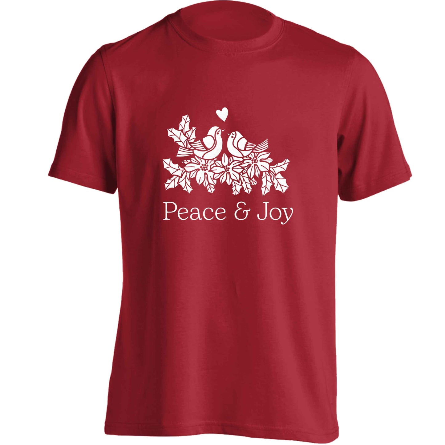 Peace & Joy adults unisex red Tshirt 2XL
