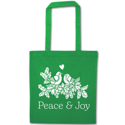 Peace & Joy green tote bag