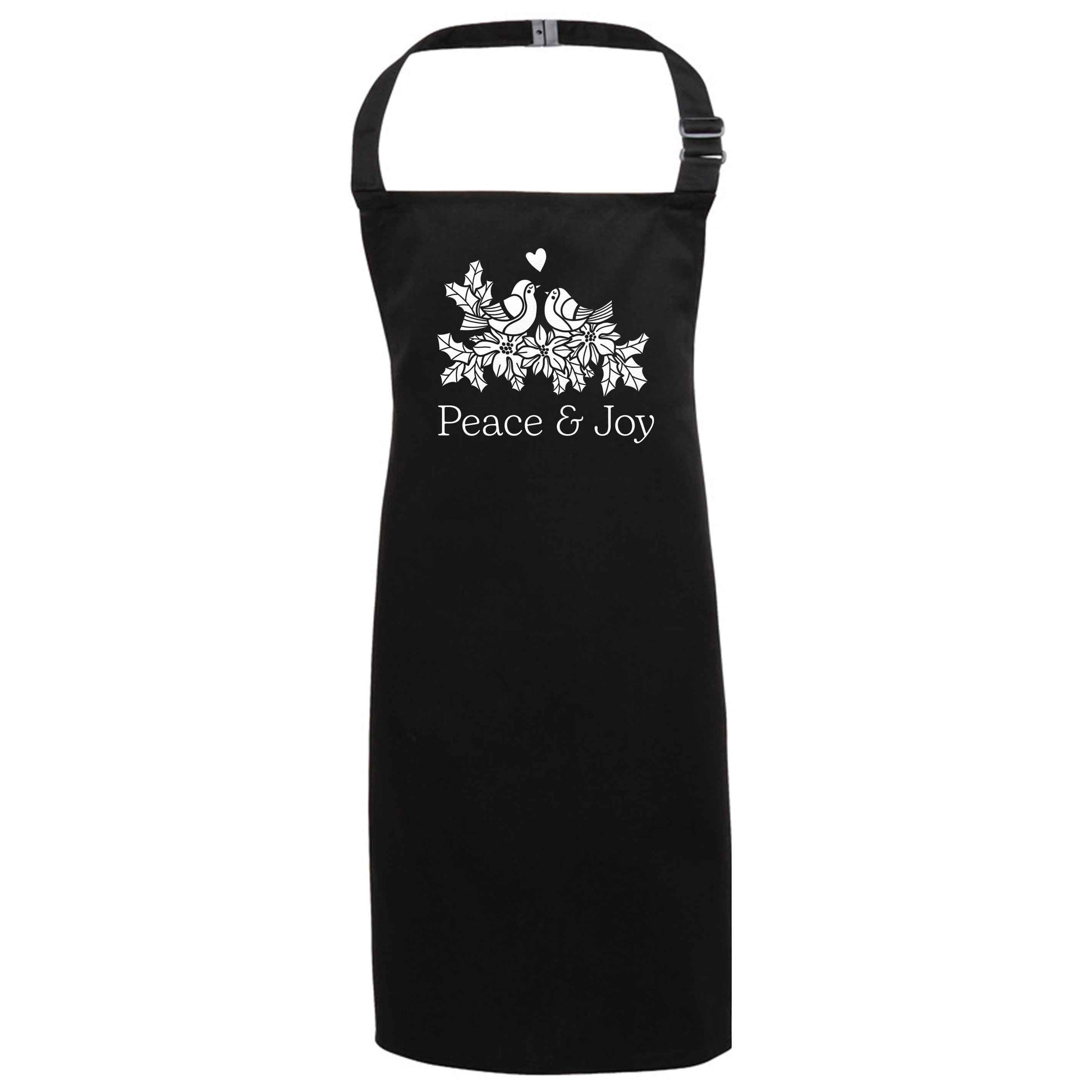 Peace & Joy black apron 7-10 years