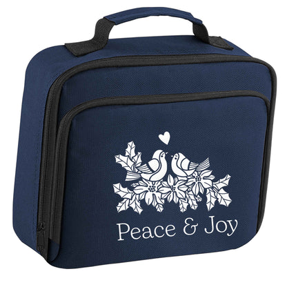 Peace & Joy insulated navy lunch bag cooler