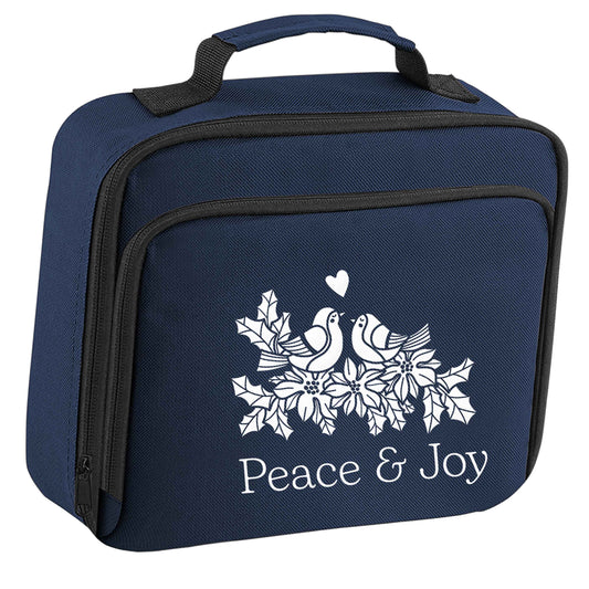 Peace & Joy insulated navy lunch bag cooler