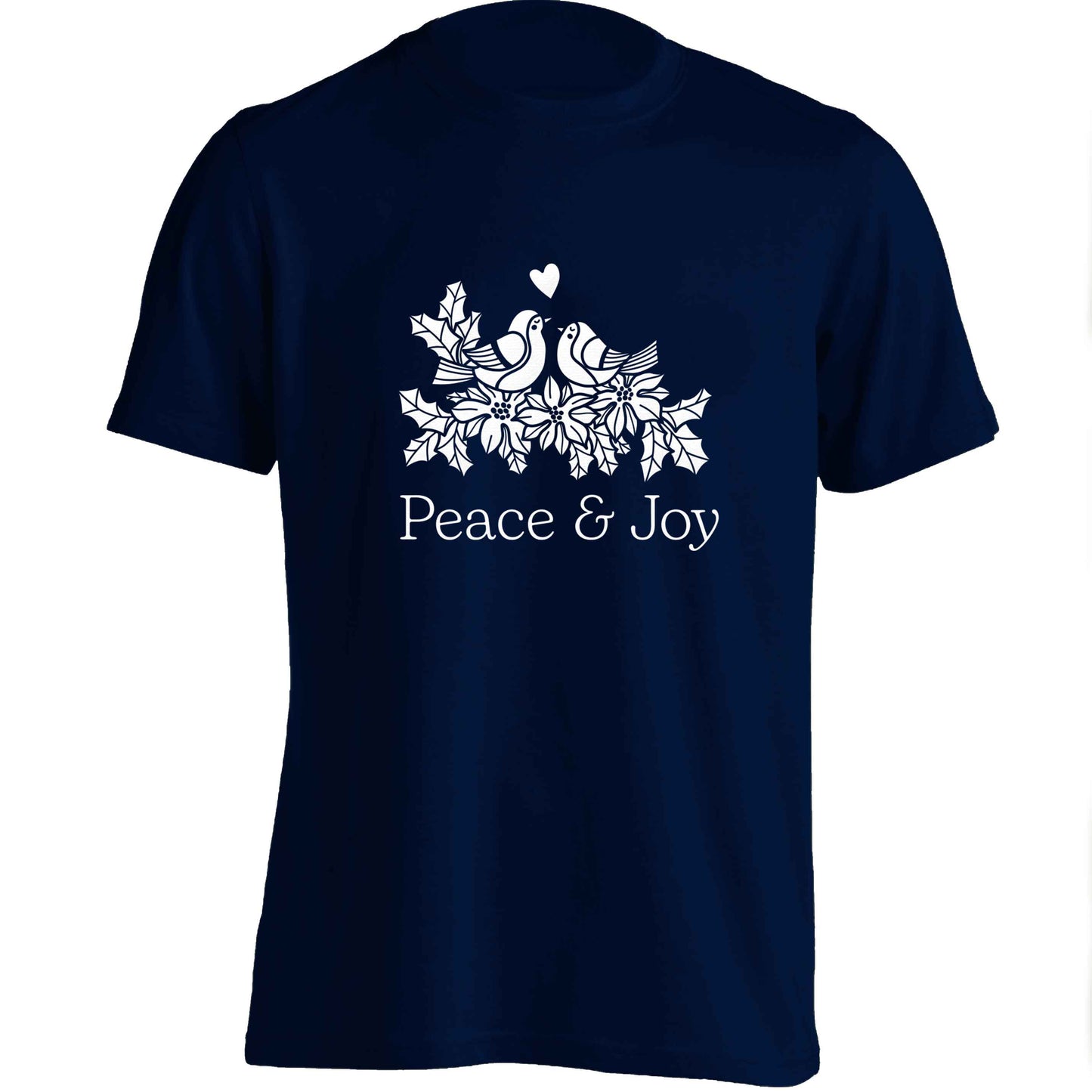 Peace & Joy adults unisex navy Tshirt 2XL