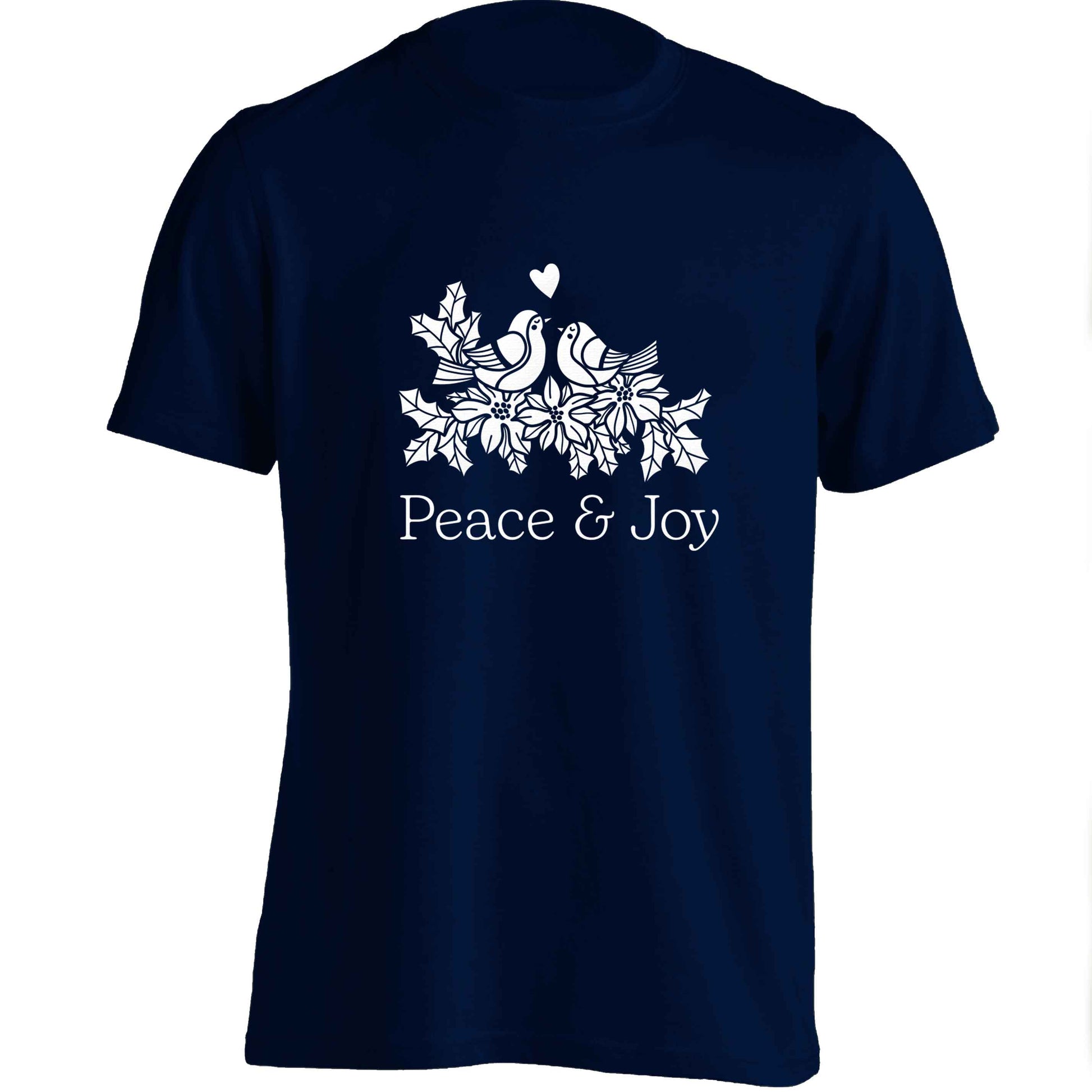 Peace & Joy adults unisex navy Tshirt 2XL