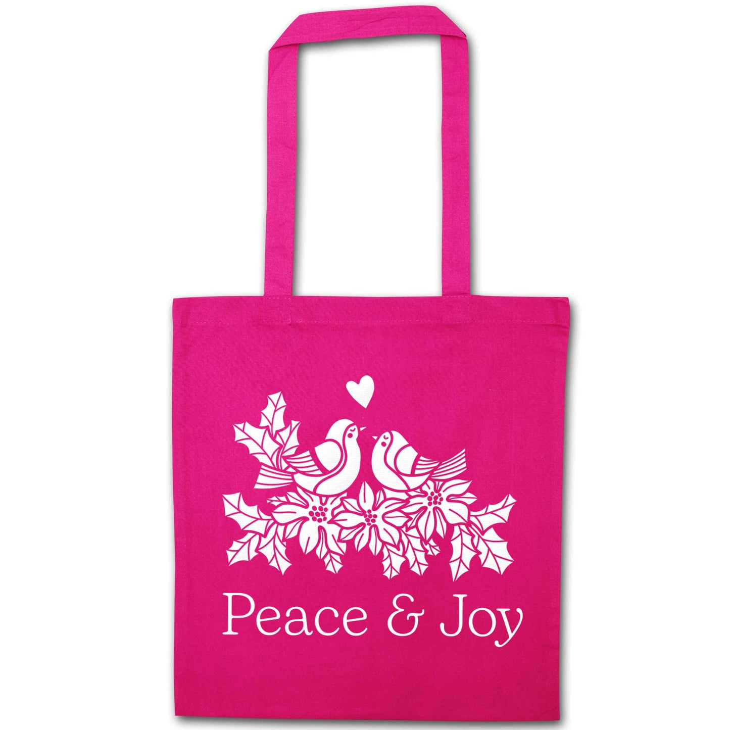 Peace & Joy pink tote bag