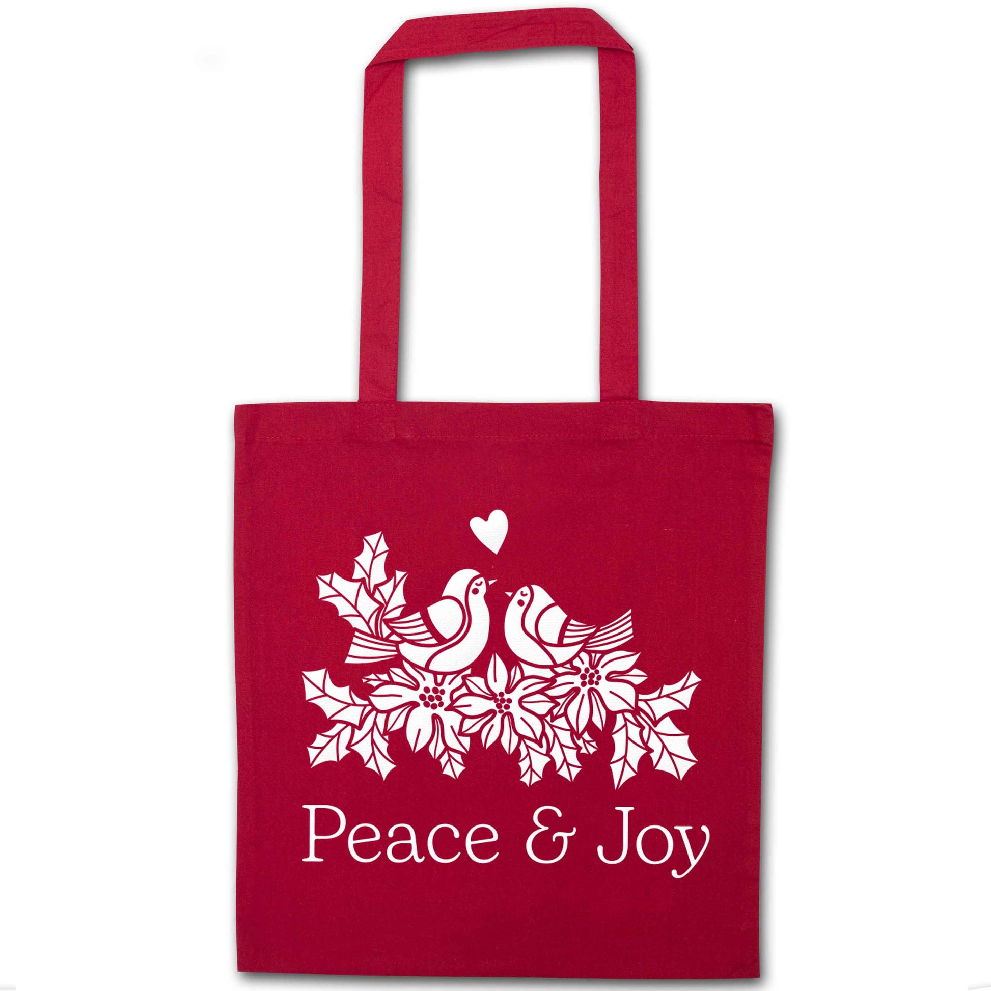 Peace & Joy red tote bag