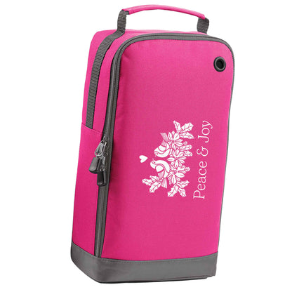 Peace & Joy pink sports shoe bag horizontal print