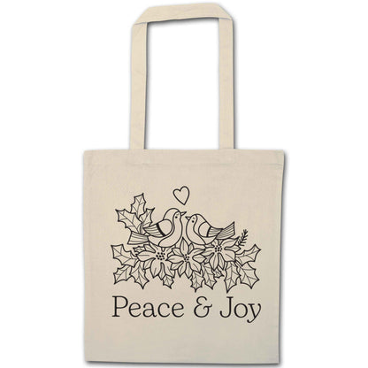 Peace & Joy natural tote bag