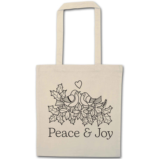 Peace & Joy natural tote bag