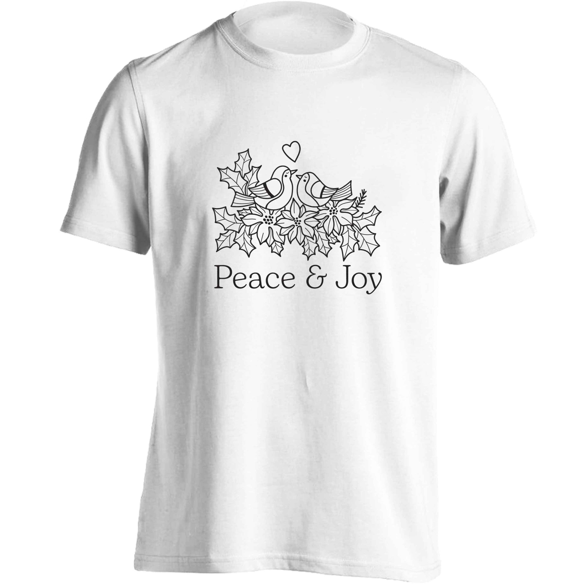 Peace & Joy adults unisex white Tshirt 2XL