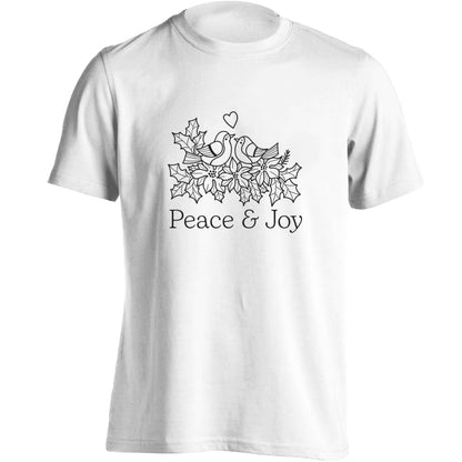 Peace & Joy adults unisex white Tshirt 2XL