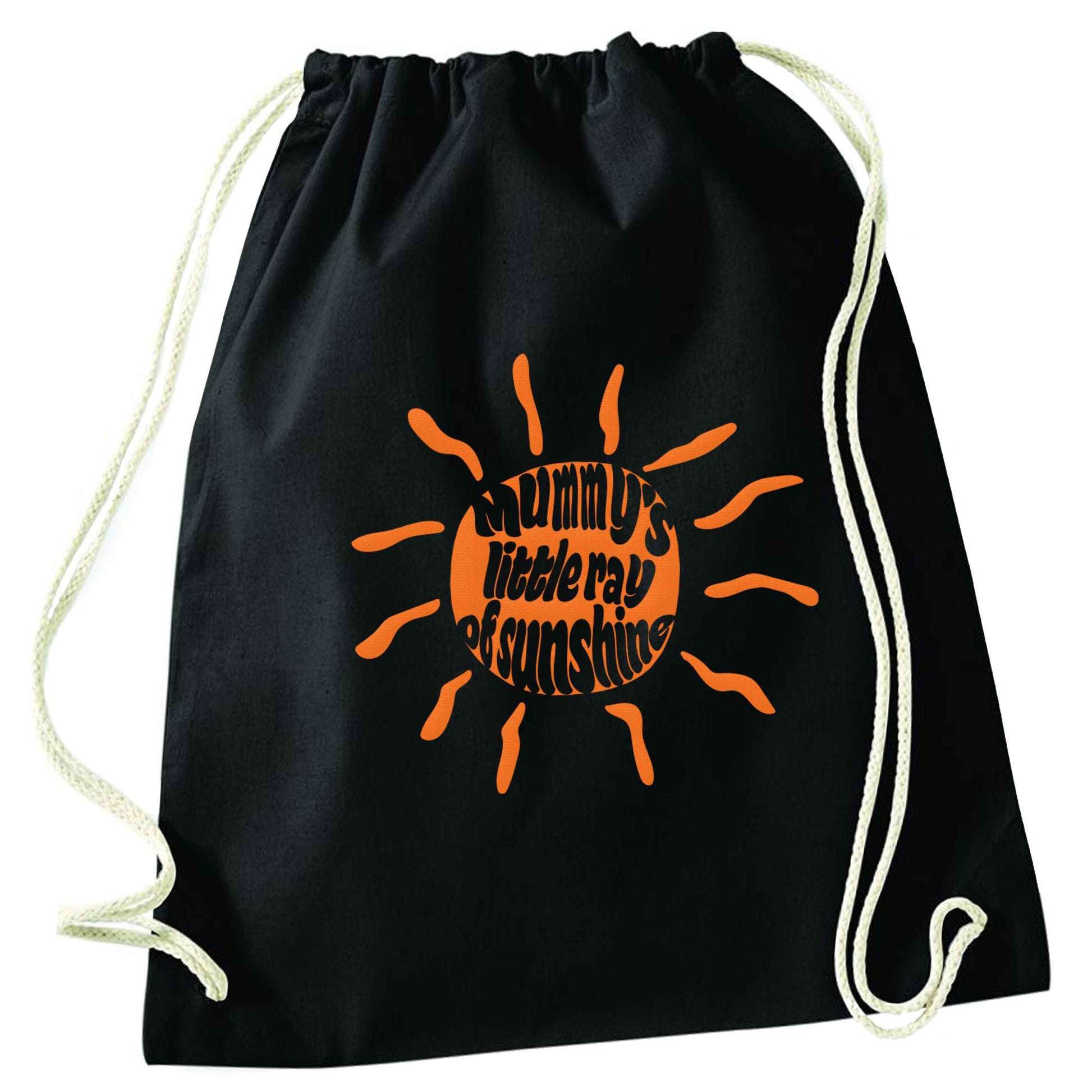 Mummy's little ray of sunshine black drawstring bag