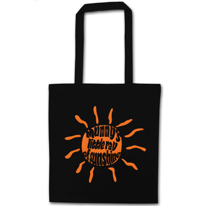 Mummy's little ray of sunshine black tote bag