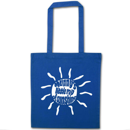 Mummy's little ray of sunshine blue tote bag