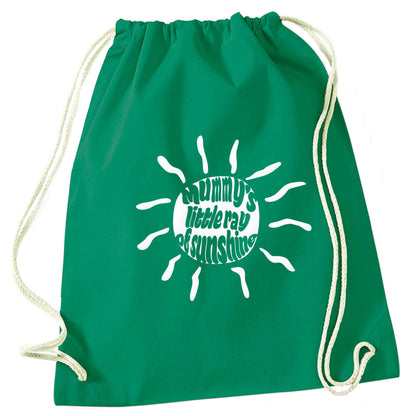 Mummy's little ray of sunshine green drawstring bag