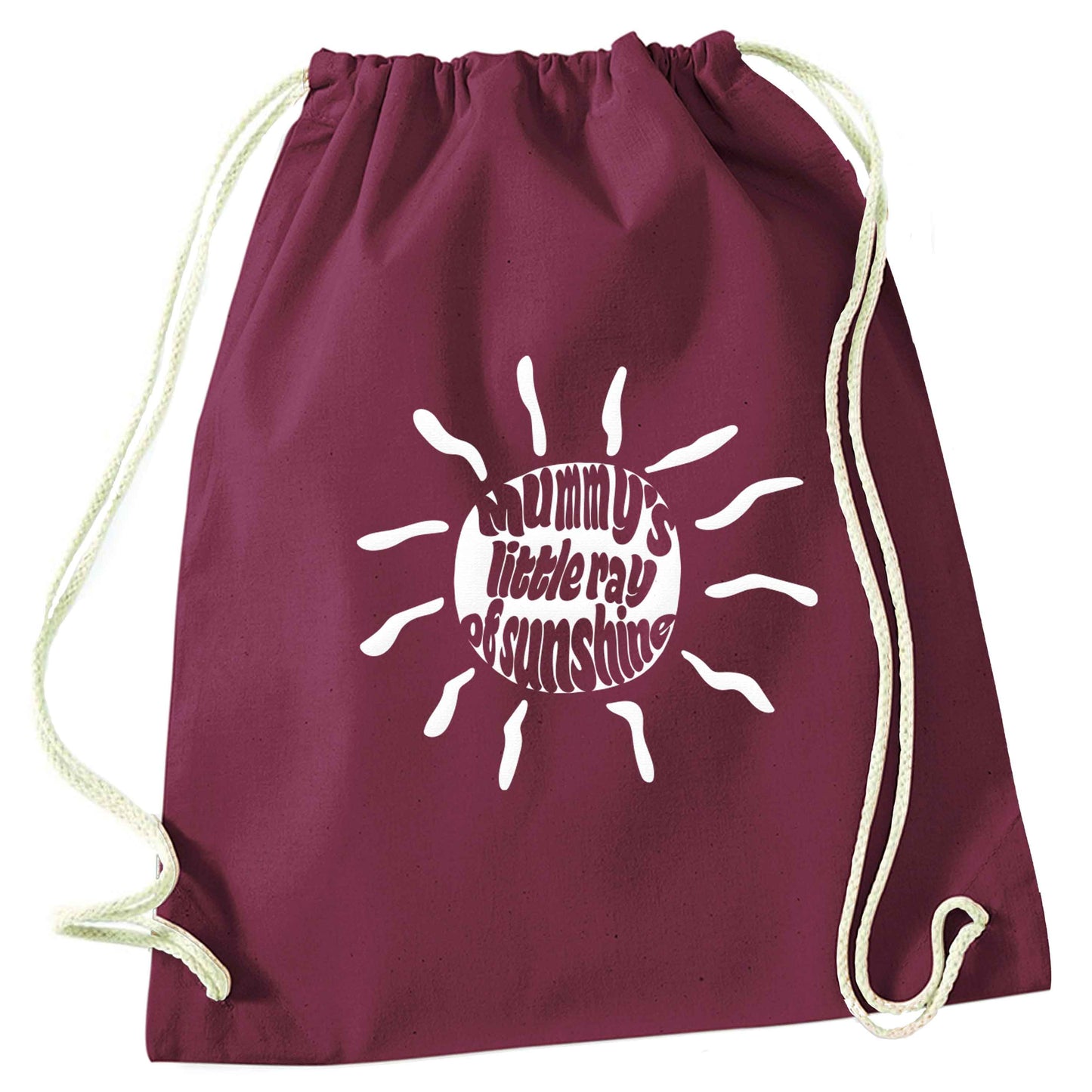Mummy's little ray of sunshine maroon drawstring bag