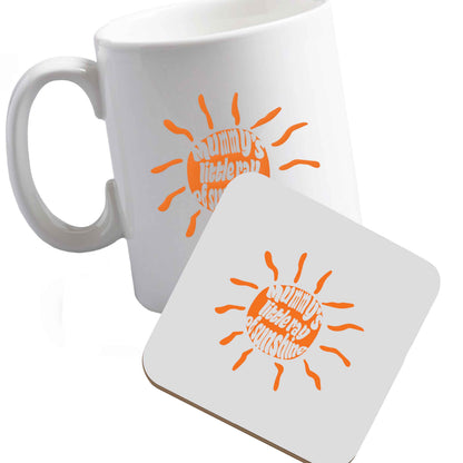 10 oz Ceramic mug and coaster Mummy's little ray of sunshine both sides
