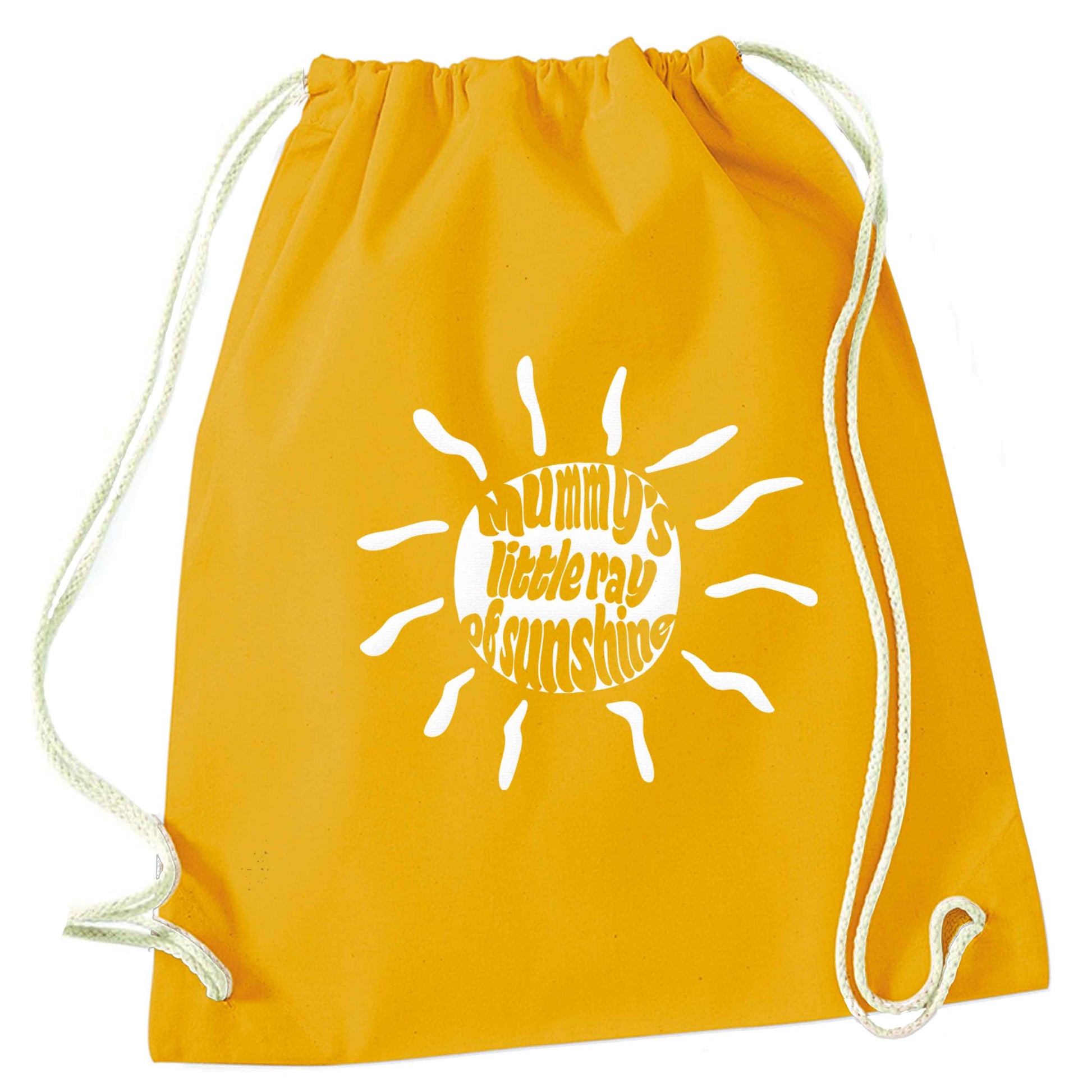 Mummy's little ray of sunshine mustard drawstring bag