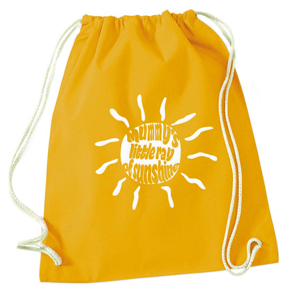 Mummy's little ray of sunshine mustard drawstring bag